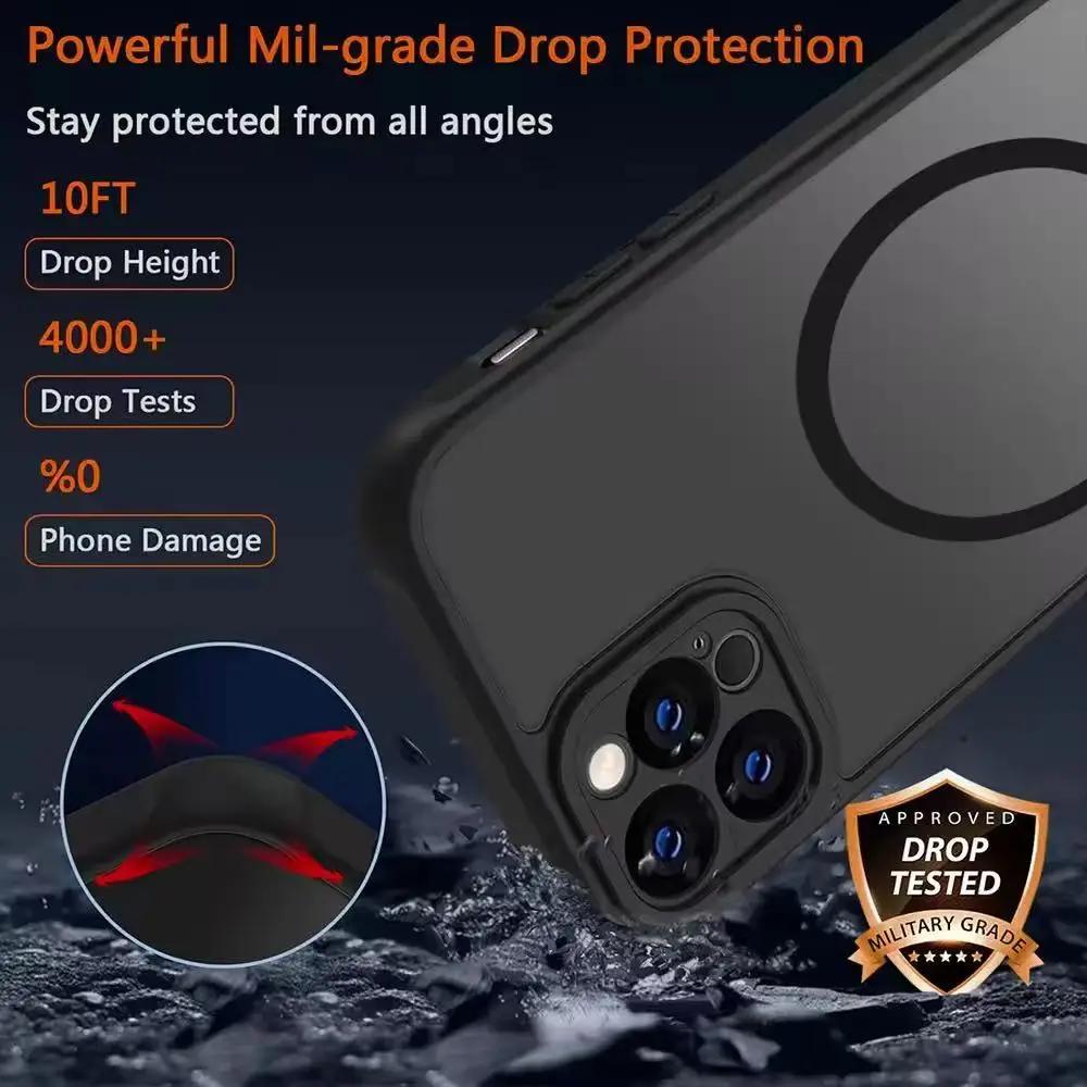 Magnetic Matte Acrylic Phone Case for IPhone 17 Pro Max for Magsafe Wireless Charge PC +TPU Cover for IPhone 17 Air 17pro Shell