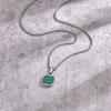 Stainless Steel Square Pendant Necklace Men Long Chain Layered Hip Hop Jewelry Geometric Titanium