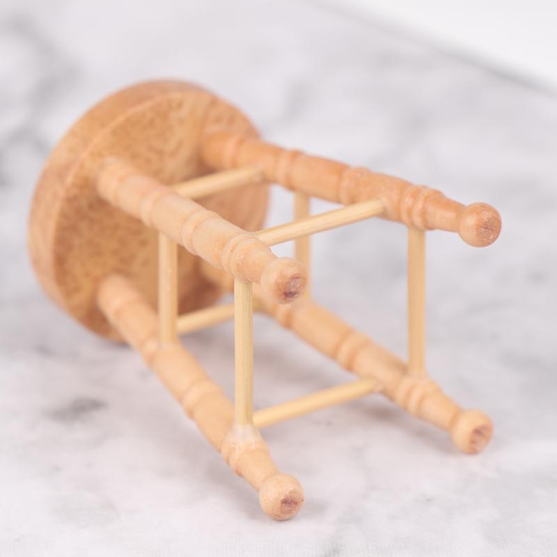 Dollhouse Wooden Round Bar High Stool Simulation Mini Ornaments Children Toy
