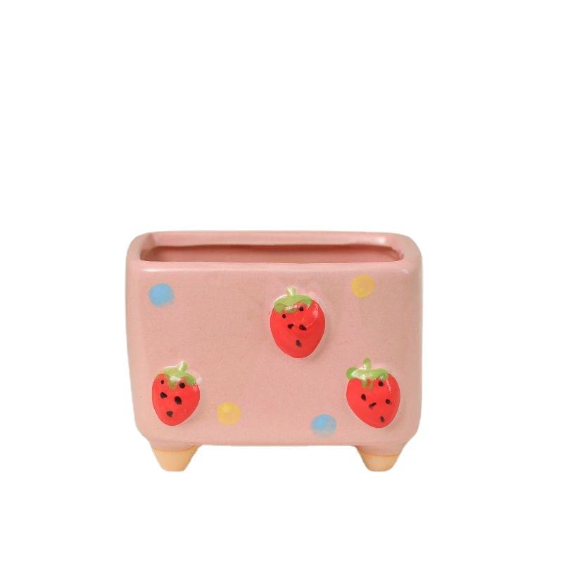 Fruit Relief Ceramic Succulent Planter, Creative Cartoon Mini Flower Pot, High Appeal Home Decor for Desk