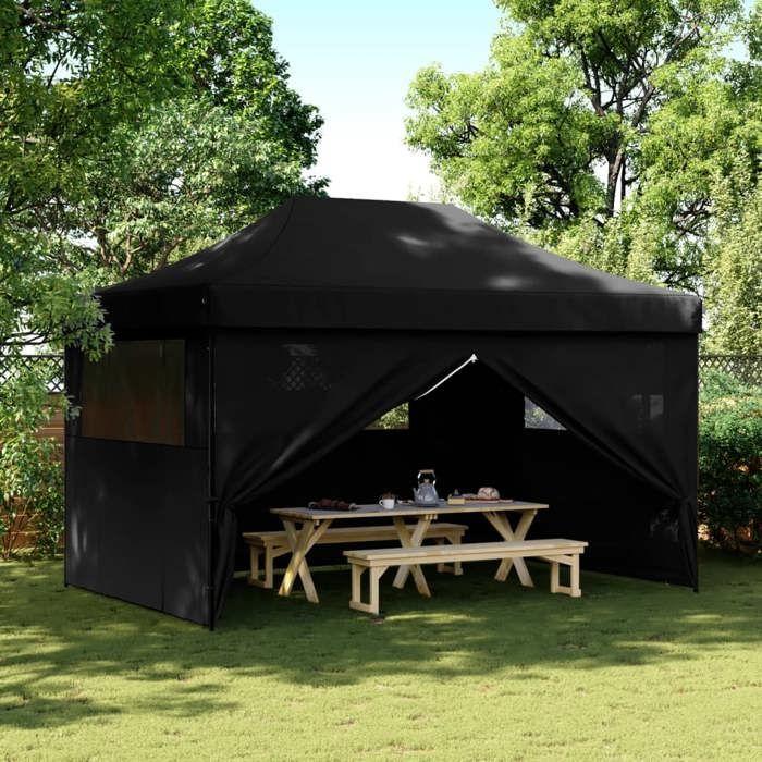 VidaXL Folding Pop-Up Party Tent 4 Sidewalls Black, Tent, Awning Tent, Gazebo Awning, Tent 4004982