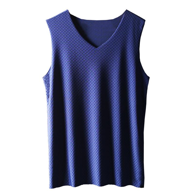 Men's Ice Silk Seamless Summer Slim Fit Vest - Sleeveless Sweatshirt for Youth Sports and Underwear.
