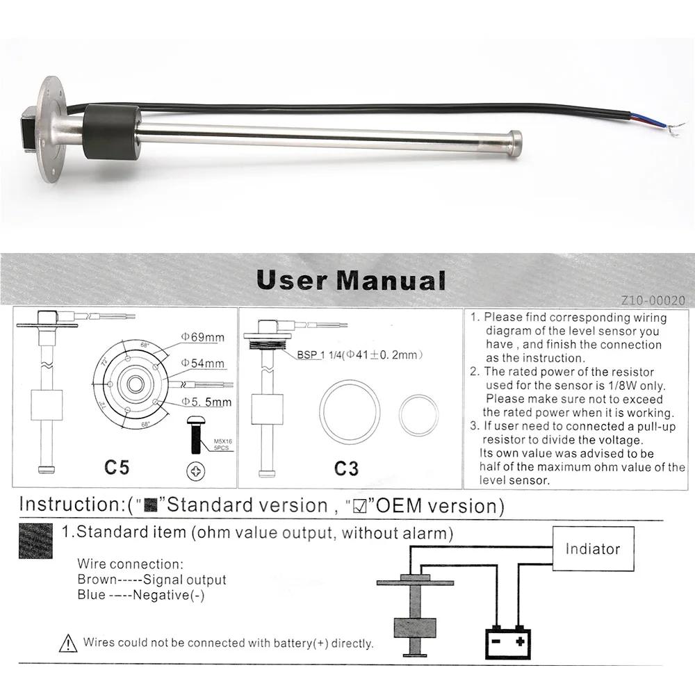 

Fuel Level Sensor - 0-190Ohm 400MM - Universal Oil Liquid Tank Sending Unit For Gauge