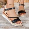 Roman Sandals Women Summer Thick Sole Pu Strap Buckle For Casual Beach Wear