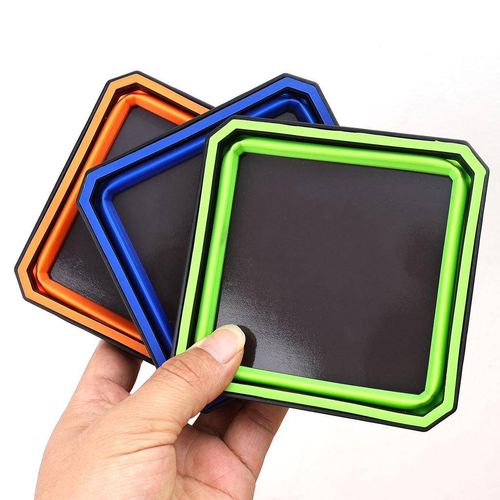 Magnetic Tools Tray Foldable Square Silicone Bowls Screw Bolt Nut Washer Trays Hardware Small Metal Parts Magnetic Storage Box