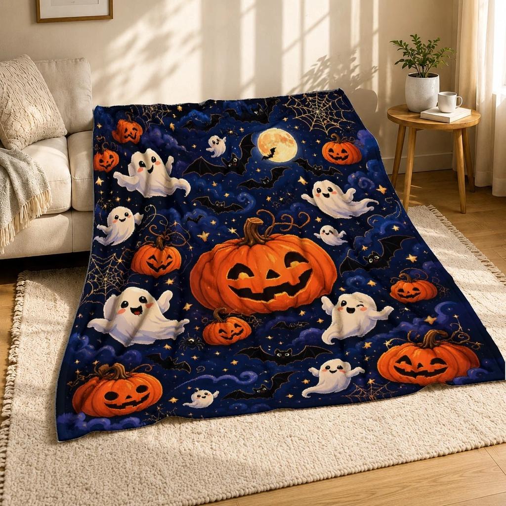 Ghost and Pumpkin Halloween Coral Fleece Blanket