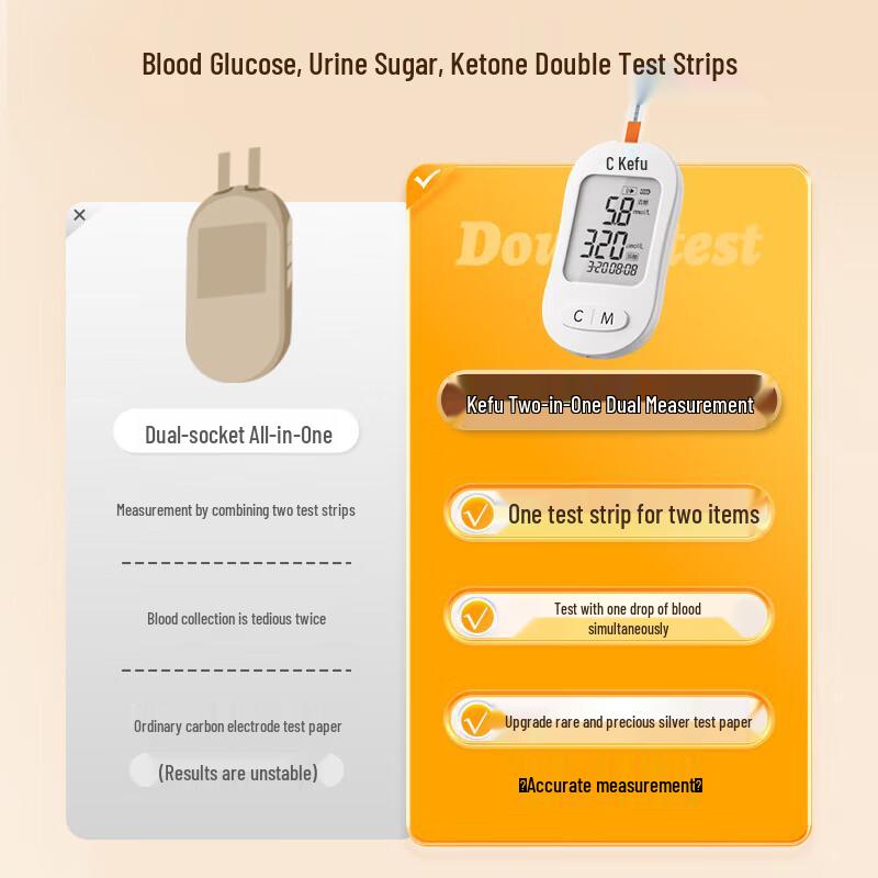 Kefu Blood Glucose & Uric Acid Dual Test Strips for TGU210-C