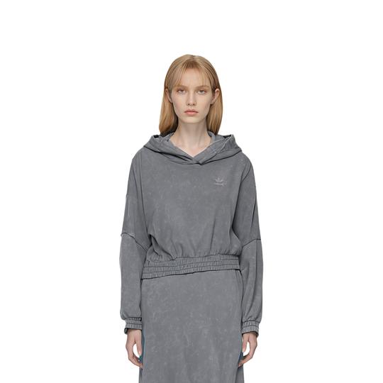 Adidas Originals CROP HOODIE ACID WASH Sweatshirt Women's Gray IW5492