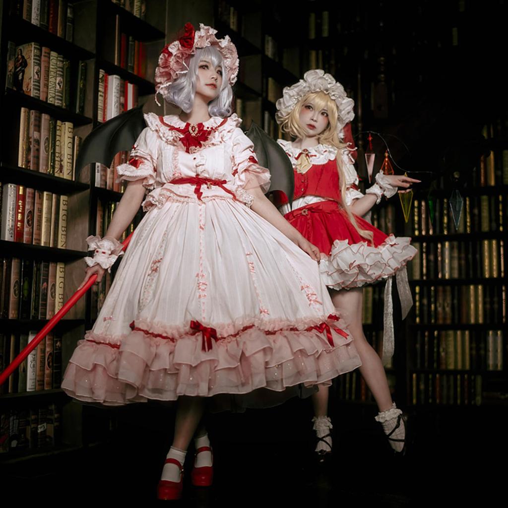 Remilia Scarlet Cosplay Dress Halloween Pink Dress [milky time] (L)