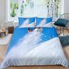 Winter Ski Sports King Queen Duvet Cover Snow Skiing Bedding Set Cartoon High Mountain Landscape 2/3 Pcs Blue White Quilt Cover