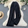 Summer Women Casual Smooth Satin High Waist Pant Trouser with Pocket for Girls