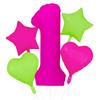 Neon fluorescent digital balloon set 1-9 five pointed star heart-shaped balloons for birthday and graduation season decoration