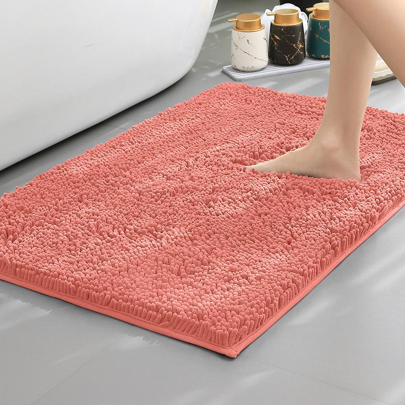 Chenier Thickened Solid Color Bathroom Floor Mat, Bathroom Non-Slip Foot Mat, Household Bathroom Door Absorbent Dirt-Resistant Carpet