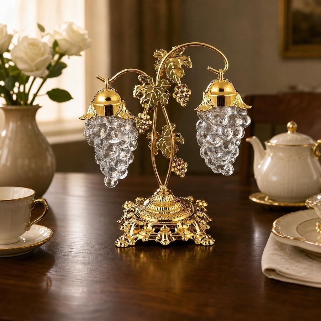 Household Decorative Grape Shaped Sugar Bowl Spice Container with Stand for Living Room Kitchen Tabletop Use