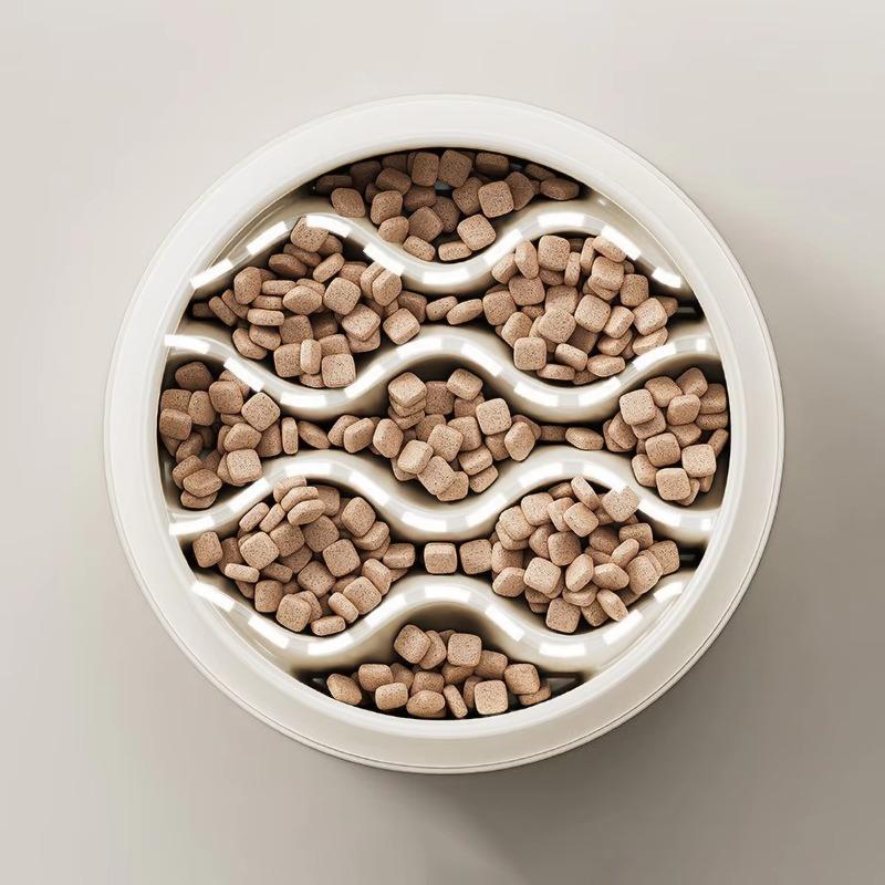 Simple Design Pet Slow Feeding Bowl, Wavy Column Design, Dual-Purpose for Food & Water, Easy To Clean, for Cats & Dogs Feeding