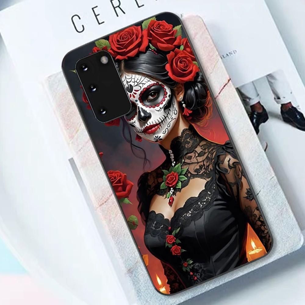 Catrina Beautiful Rose Girl Skull Phone Case For Samsung S 9 10 20 21 22 23 30 23 24 Plus Lite Ultra FE S10lite Fundas