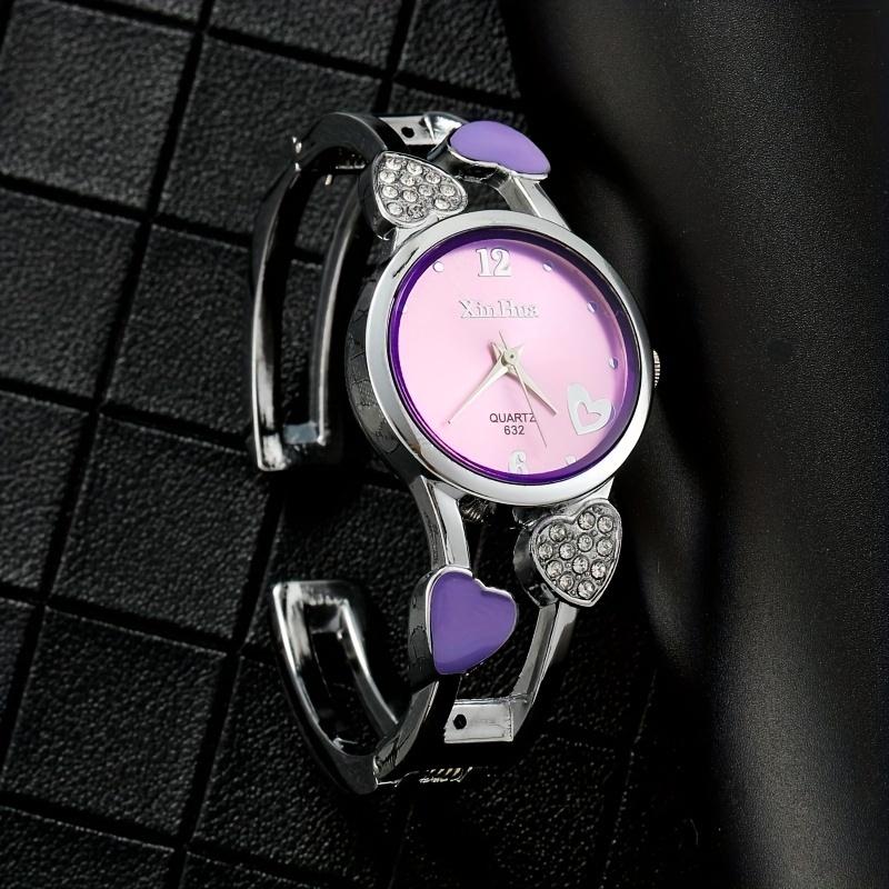 Xinhua Fashion Women Stainless Steel Bracelet Watch Bangle Lover Heart Shape Wristwatches Female Best Gift Clock Relogios