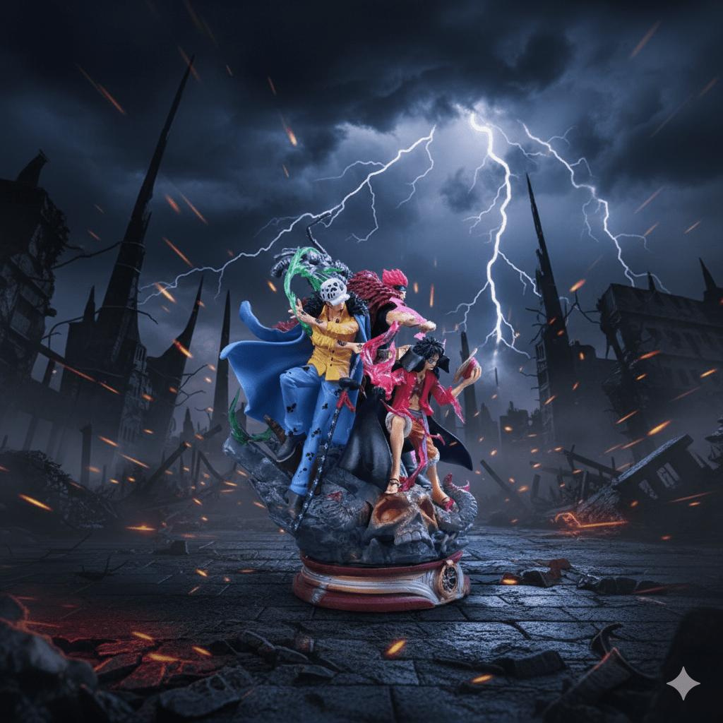 One Piece Ghost Island Battle Supernova Three Captain Straw Hat Luffy Kidro Scene Handmade Statue