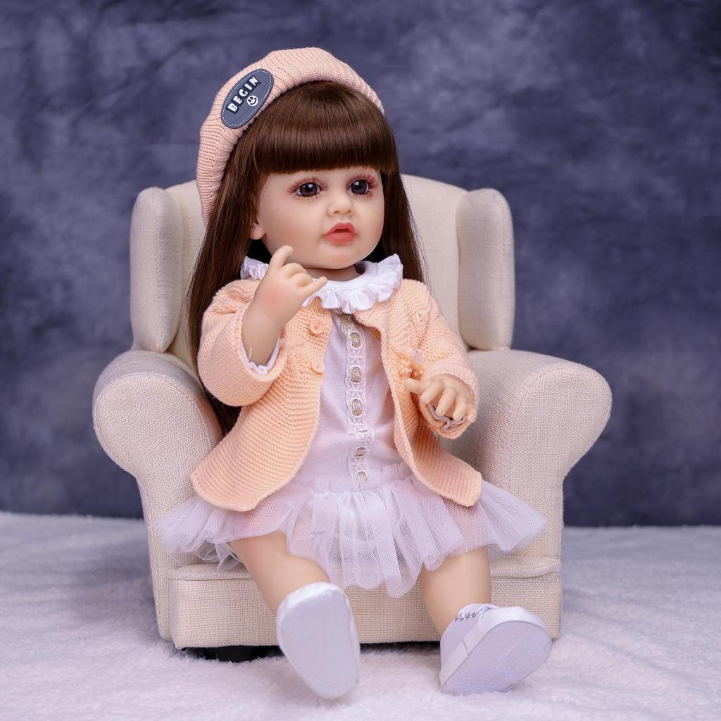 Fashion Reborn Babies Girl Doll Full Silicone Vinyl 22 inch Princess Long DIY Hair Realistic Newborn Dolls bebe Reborn XMAS Gift