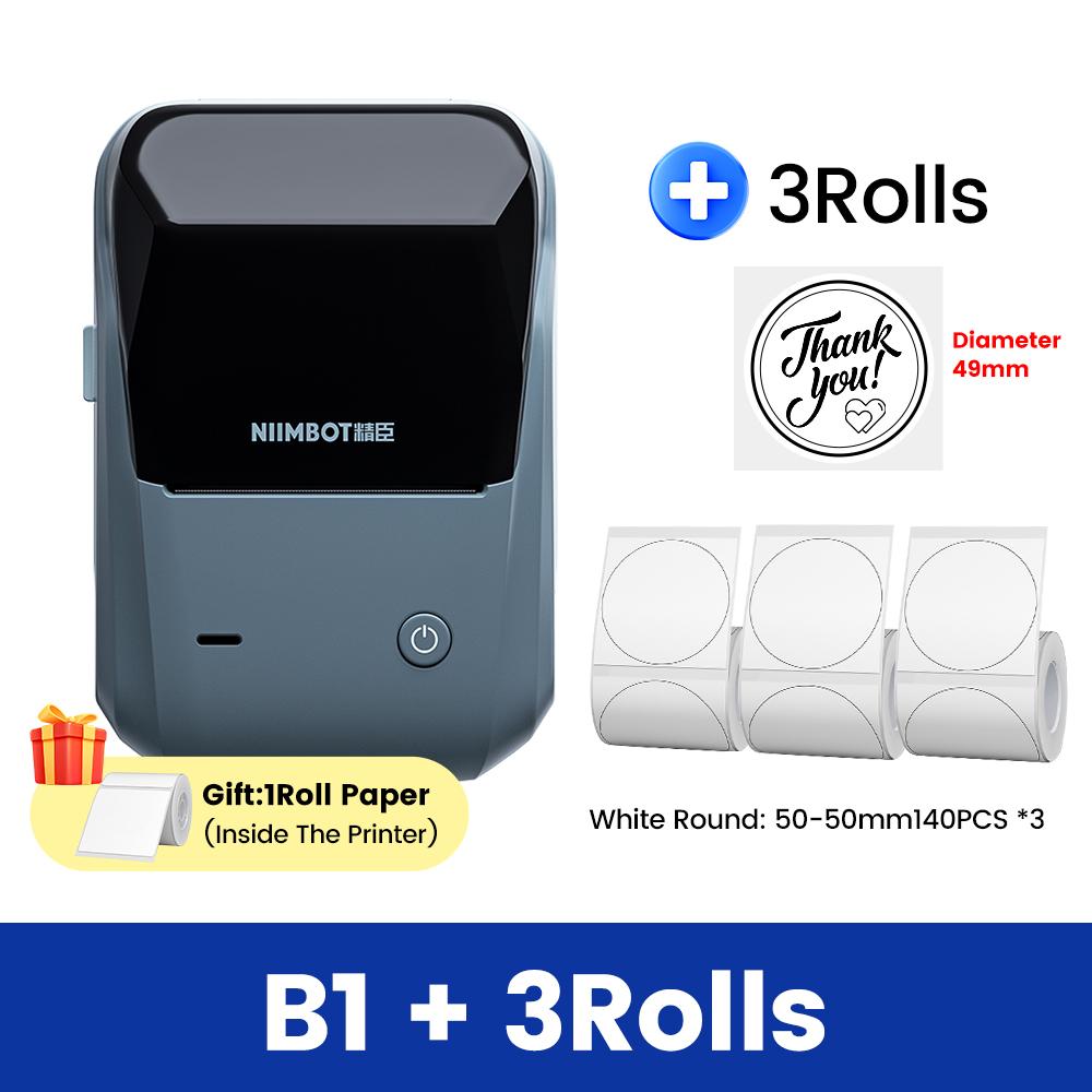 Niimbot B1 Wireless Label Maker White Color Transparent Clear Round Adhesive Sticker Business Bluetooth Labeling Printer Paper