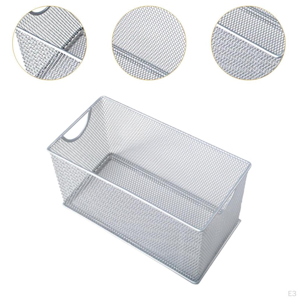 CD Storage Box Countertop Basket Rectangle Metal Mesh Open Bin for Bedroom