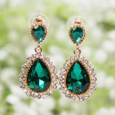 Korean Style Teardrop Crystal Rhinestone Dangle Earrings