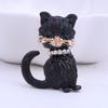 Cute Pride Cat Brooch For Party Clear Crystal Enamel Pin Black Animal Brooch For Women Jewelry Accessories Girl 'S Gift
