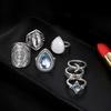 7 Teile/satz Frauen Retro Künstliche Opal Wasser Tropfen Mond Finger Knuckle Ring Schmuck