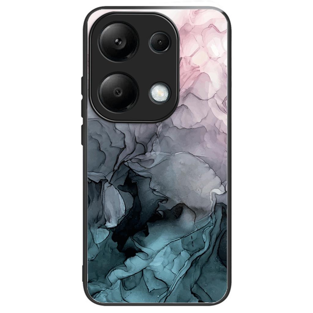 For Xiaomi Redmi Note 13 4G Case Marble Pattern Tempered Glass+PC+TPU+Phone Cover