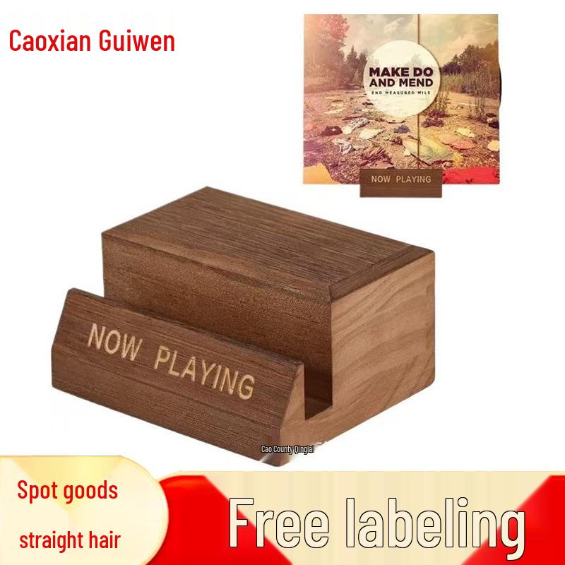 Wooden Vinyl Record & CD Display Stand - Slanted Desktop Holder 12.6 x 10.2 x 6.5 cm
