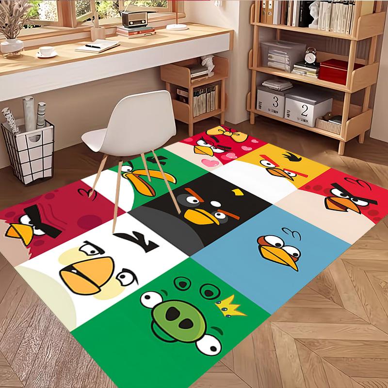 Angry Birds Print Rug, Washable Floor Carpet, For Entryway Dorm Laundry Room Office Study, Home Decor Birthday Christmas Gift