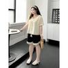 Plus Size Women Clothing [Unique Beautiful Shirt] Retro Elegant Lace V-neck Jacquard Short Sleeve Shirts Summer Top