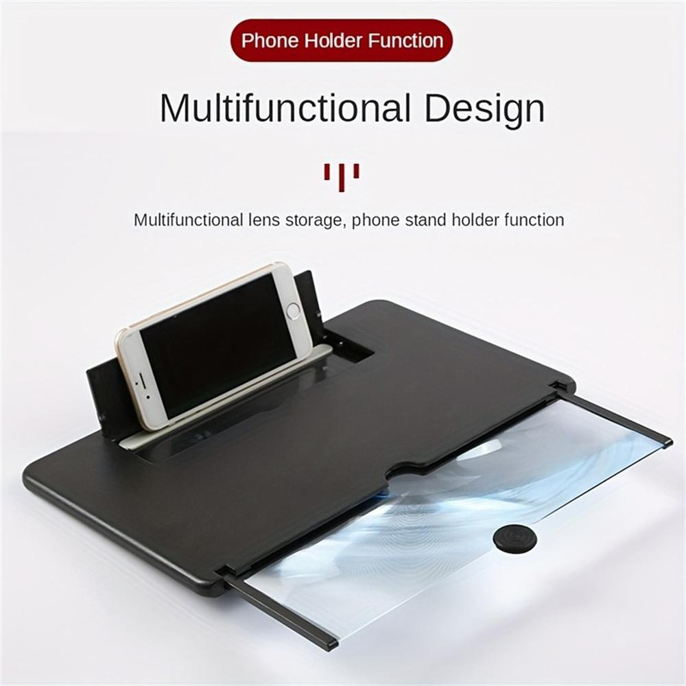 10/12 inch Folding Cell Phone Screen Magnifier Enlarged Mobile Phone Screen Magnifying HD Video Amplifier Stand Watch TV Drama