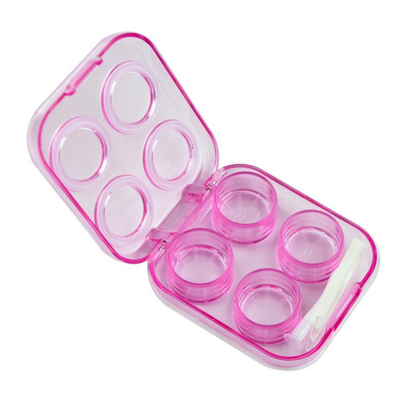 Two-Piece No-Twist Press-On Transparent Contact Lens Case - Portable Double Colored Storage
