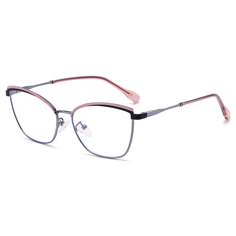6205 New Trendy Metal Cat Eye Fashion Anti-Blue Flat Mirror, European And American Fashion Spring Foot Glasses