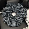Korean Plaid Fabric Hair Tie for Women - Academy Style Low Ponytail Bun Accessory