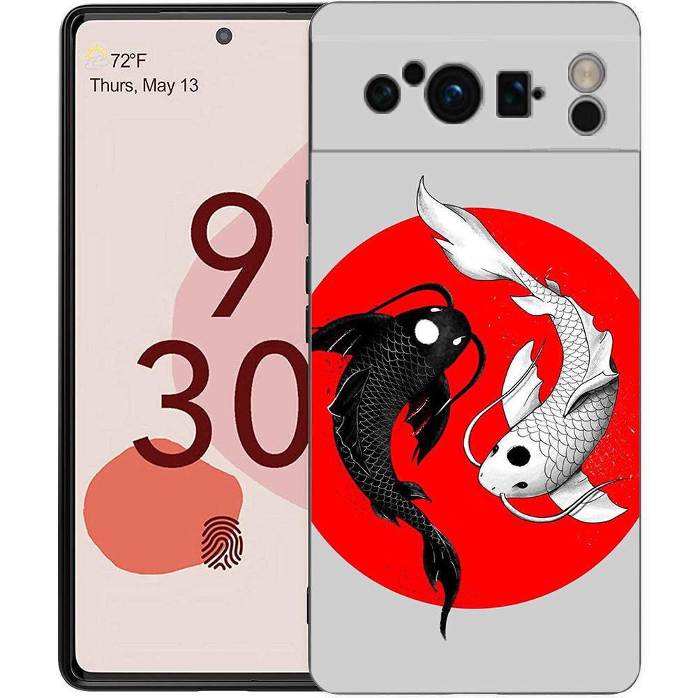 

Чехол для телефона с карпом кои для Google Pixel 9 8 7 6 Pro XL 8A 6A 7A 5G Мягкий ударопрочный ТПУ Черный чехол Fundas Google Pixel 7