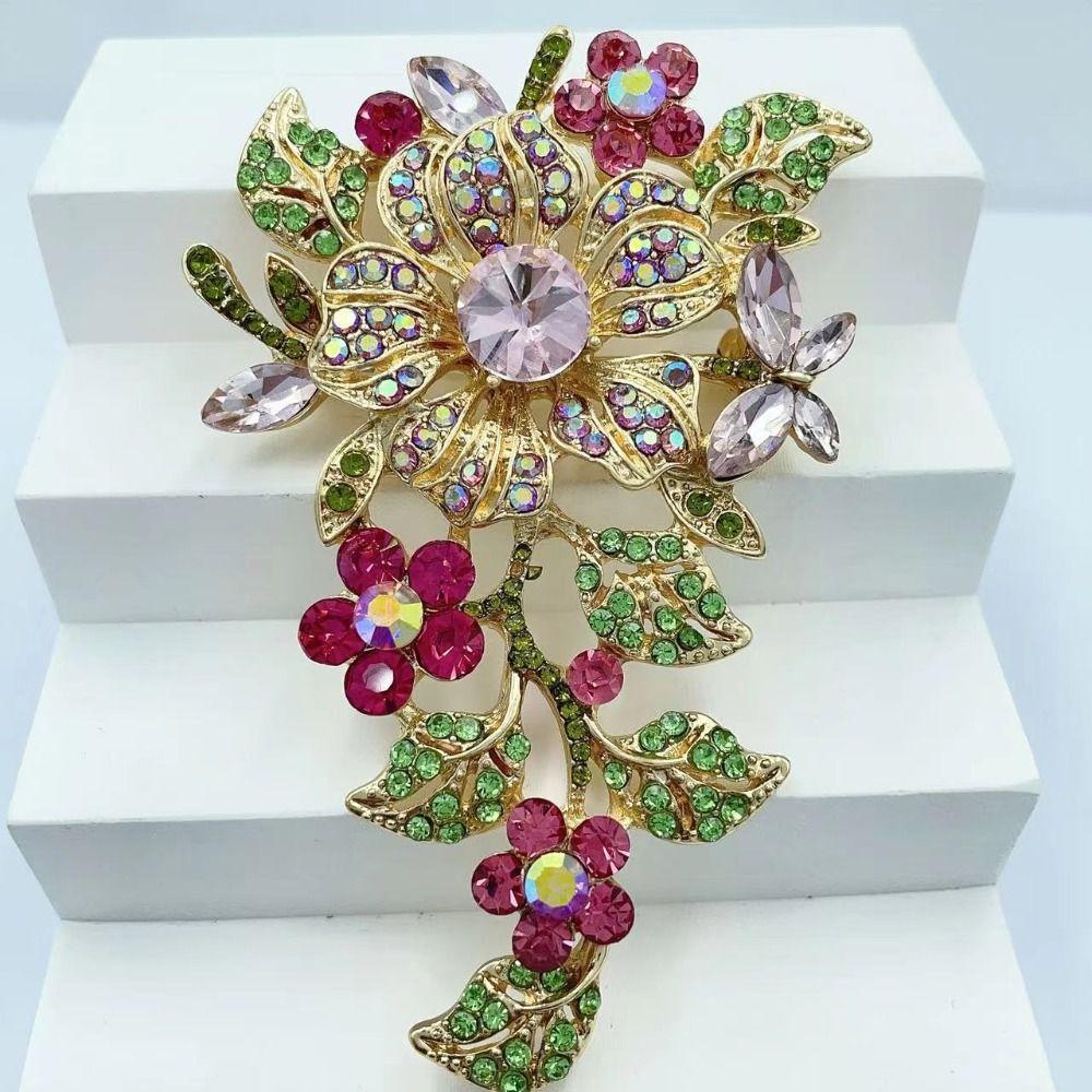 Vintage Luxus Anstecknadel Corsage Schmuckstück Metall Strass Brosche Exquisite Kristall Blume Brosche Anzug