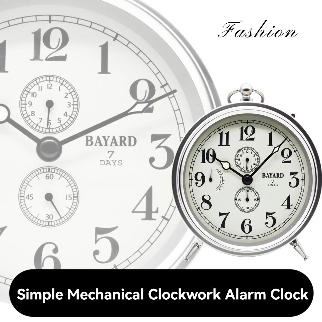 Sieben-Tage Mechanischer Wecker, Modernes Uhrwerk, Kreatives Metalldesign, Schlicht mit Ultralauter Lautstärke
