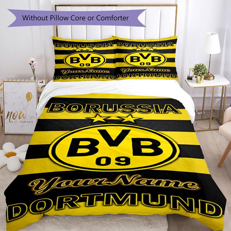 Borussia Dortmund Customize Your Name Bedding Set Breathable Duvet Cover with Pillowcases Home Decoration Birthday Gift