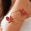 Gold Plated Cuff Bracelet Red White Polka Dot Enamel Flower Non-Irritating Jewelry for Women Daily All-Match Wear