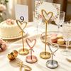 Metal Place Card Base Hollow Heart Table Number Holder, Love Stand, Holders Clip for Photos, Food Signs, Memo Notes, Weddings, Birthdays, Restaurants