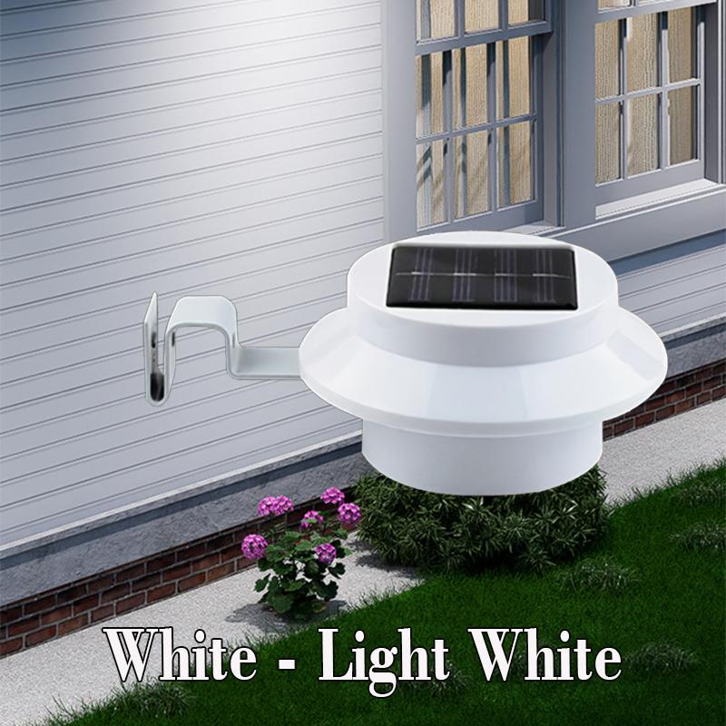 Solar Powered Outdoor Lights w/3 LED Bulbs,Auto On/Off,Wall/Gutter/Fence Mount,Warm White Light,Garden Patio Yard Camping BBQ