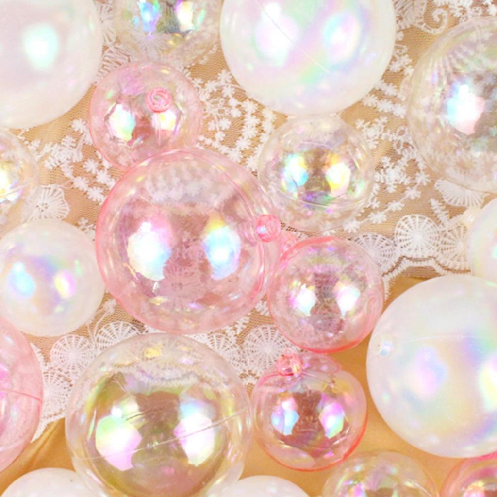 50 Iridescent Bubble Ball Cake Decorations - Colorful and Transparent Birthday Ornaments