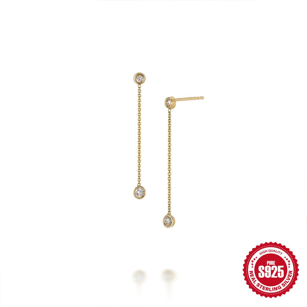 Ins Style S925 Silver Tassel Noble Temperament Women'S Simple Versatile Earrings Earrings Earrings