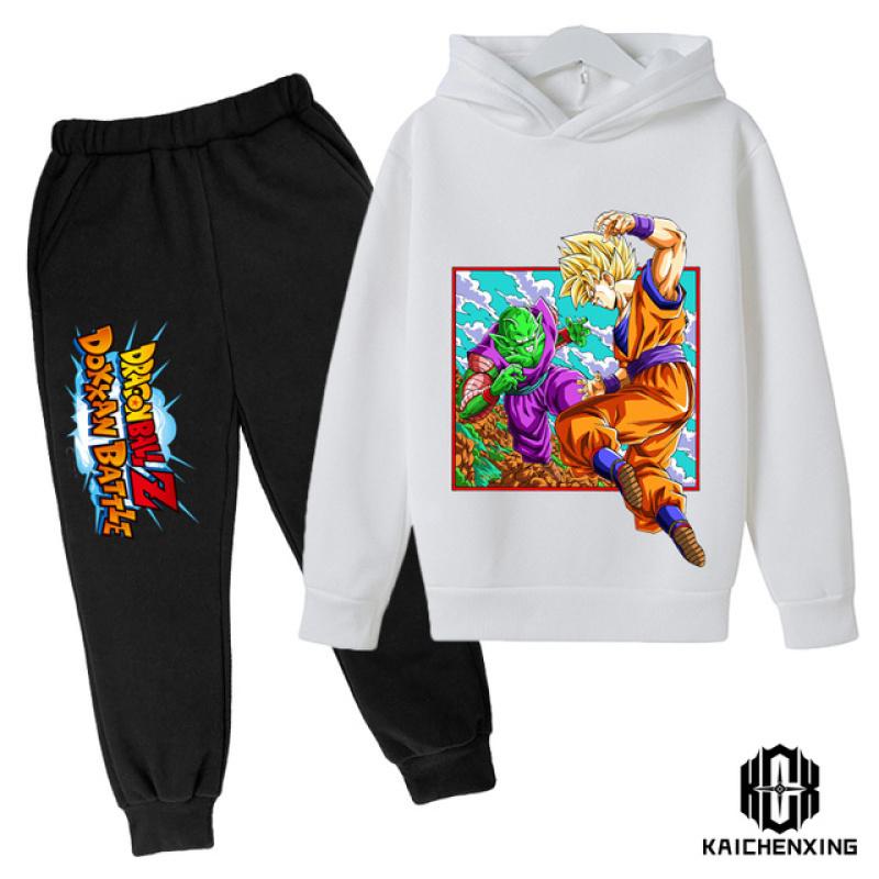 Dragon Ball Kinder Kapuzenpullover MantelHerbst Mädchen Langarm Warm Jungenanzug 4 bis 14 Jahre alt Jacke Jungenkleidung Pullover Top Hosen