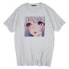 Dark Gothic Short Sleeve T-shirt Cute Cartoon Girl Streetwear Simple Casual Top Retro Loose E-Girl Summer Short Sleeve T-shirt