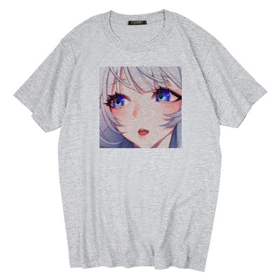 Dark Gothic Short Sleeve T-shirt Cute Cartoon Girl Streetwear Simple Casual Top Retro Loose E-Girl Summer Short Sleeve T-shirt