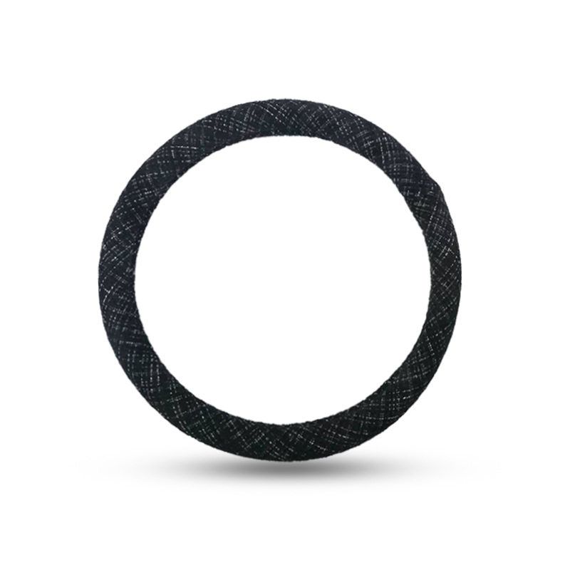 Xiaoxiangfeng Car Steering Wheel Cover, Goddess Style Cotton and Linen Car Steering Wheel Cover, Four-Season Universal Steering Wheel Cover Black Chanel-Style Steering Wheel Cover - 38cm