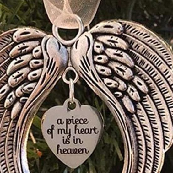 Christmas Loved One In Heaven Angel Wings Memorial Ornament with Lanyard Christmas Tree Hanging Pendant Sympathy Gift